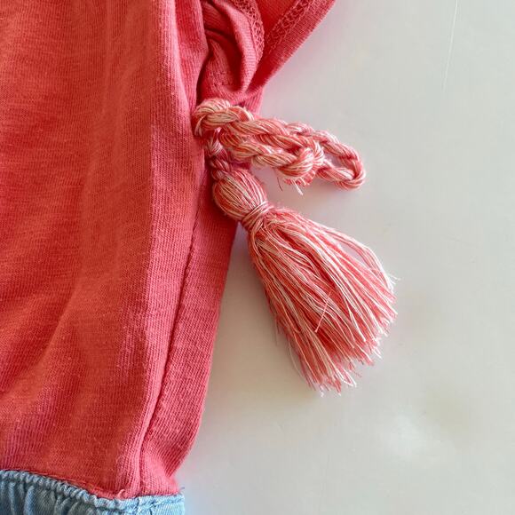Joe's Jeans Dress - Orange Ruffle & Blue Chambray Girls Size 6X - Picture 2 of 6